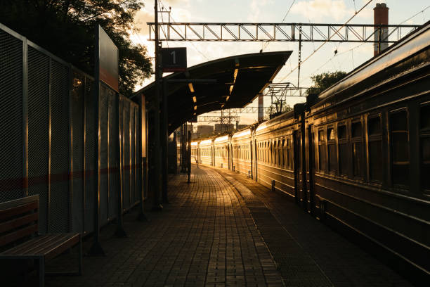 istock Train station on the sunset, Moscow, Russia 869405716