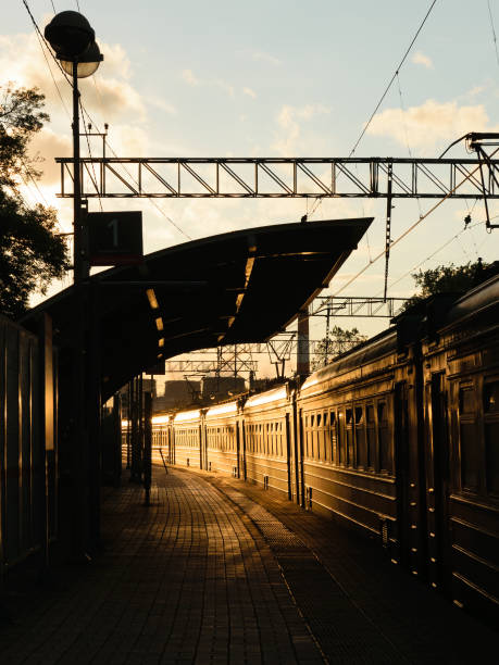istock Train station on the sunset, Moscow, Russia 869407810