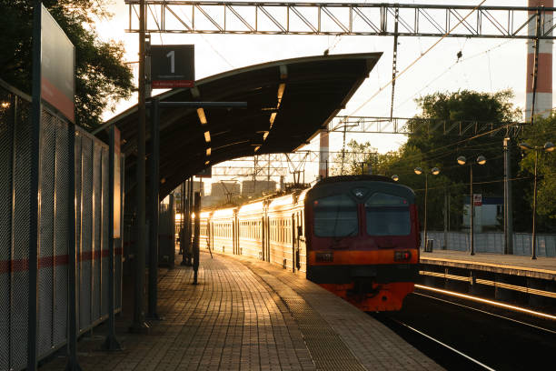 istock Train station on the sunset, Moscow, Russia 869407866