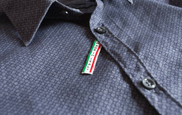 istock Made in Italy label on blue cotton shirt 869407926