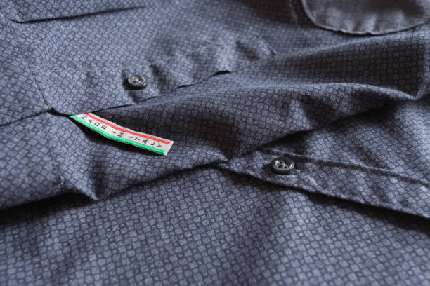 istock Made in Italy label on blue cotton shirt 869408432