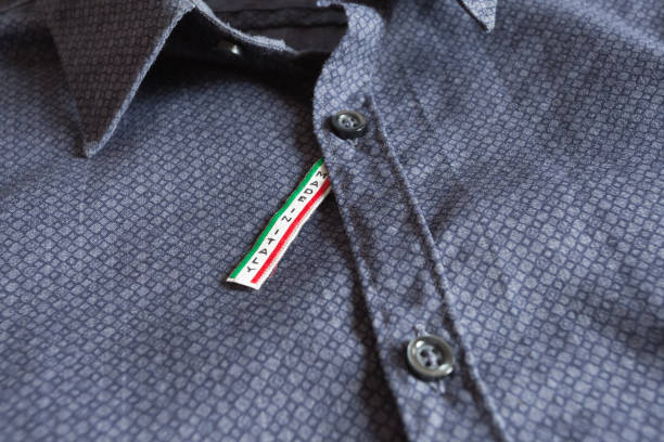 istock Made in Italy label on blue cotton shirt 869408614