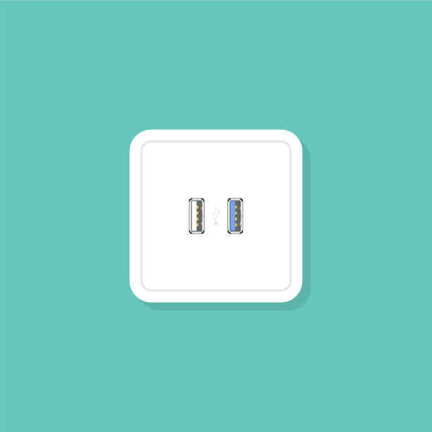 Usb Electric Power Socket Ac Outlet Flat Style Stock Illustration -  Download Image Now - USB Port, Cable, Connection - iStock