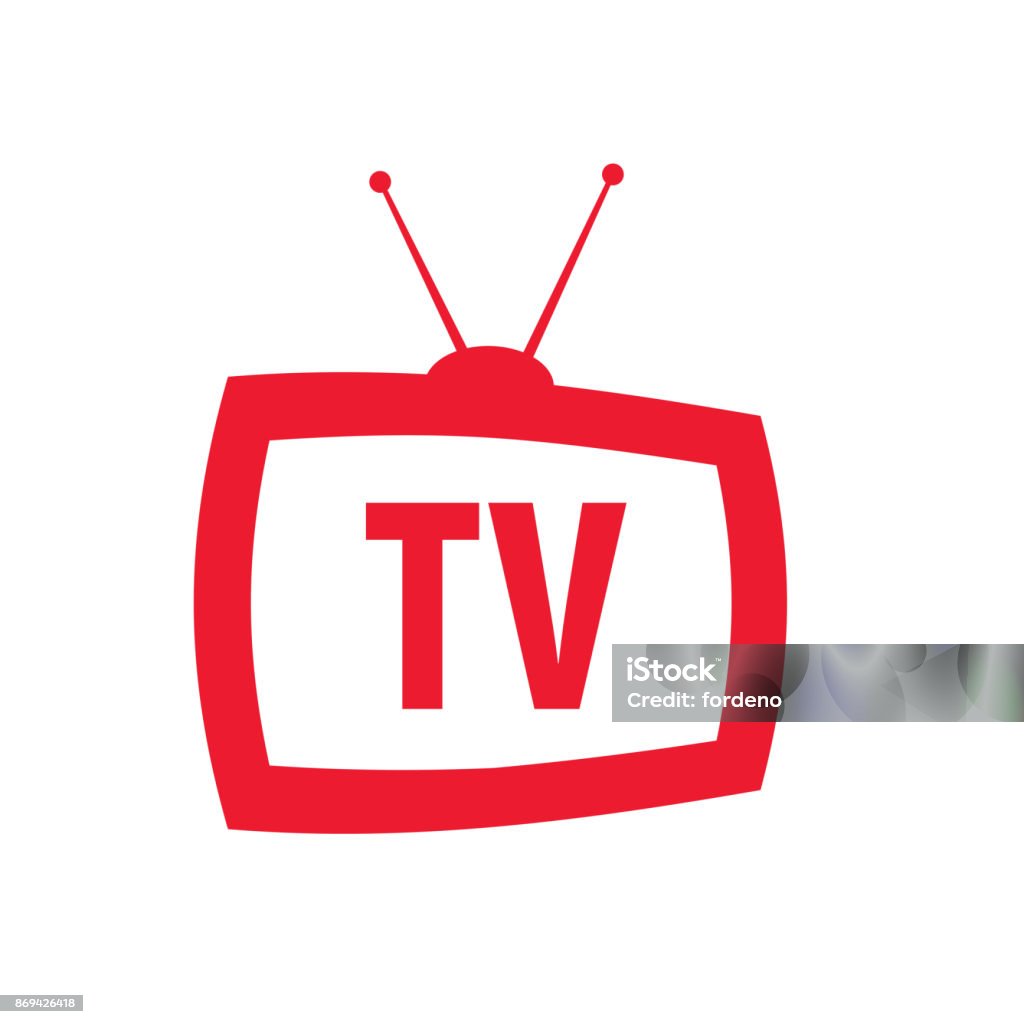 televisión de icono con antena en estilo retro - arte vectorial de Televisión libre de derechos