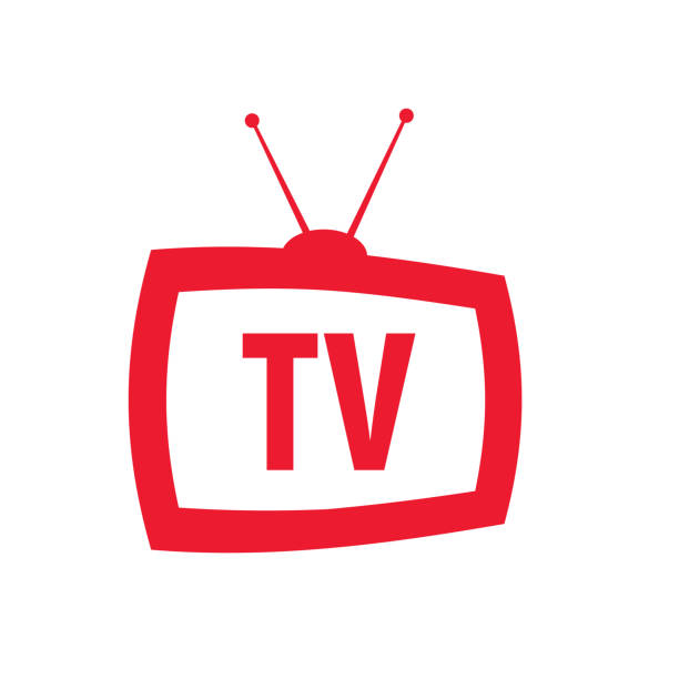 icon television with antenna in retro style with words TV