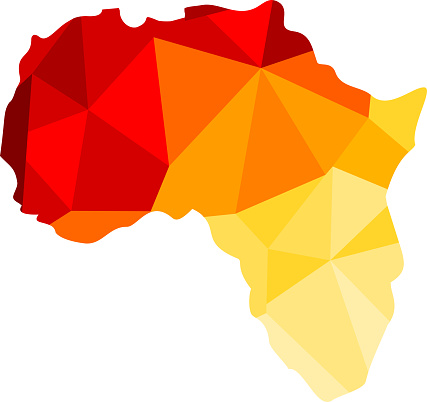 Colorful African map with geometric and abstract shapes