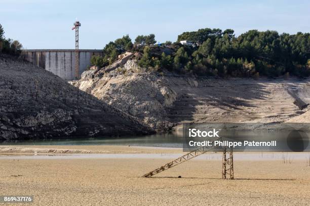 Artificial Lake Bimont Emptied Due To Work On The Hydro Dam Stock Photo - Download Image Now