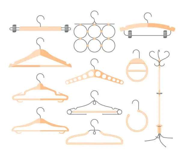 Vector illustration of Set of hangers - modern vector realistic isolated clip art