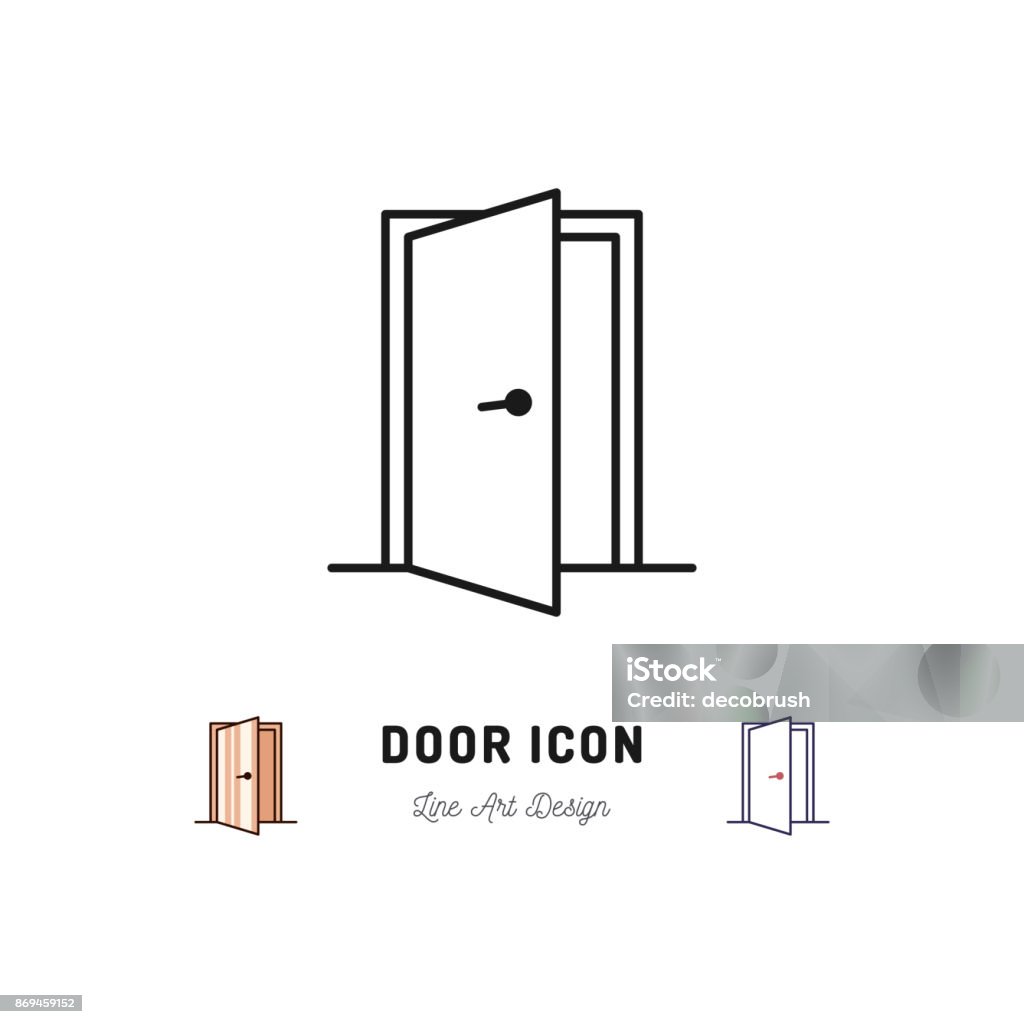 Open Door icon. Vector thin line art symbol Open Door icon, Vector thin line art symbol Door stock vector