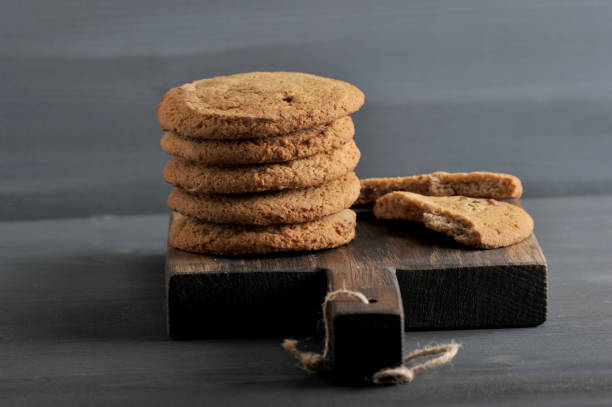 istock oatmeal cookies on a wooden rustic Board 869459490
