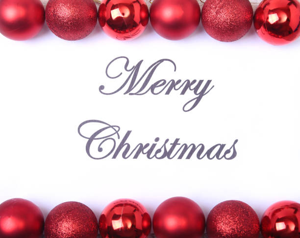 istock Text merry christmas on paper with many balls 869459512