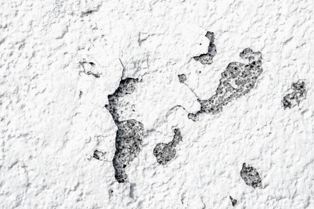 istock Old concrete wall with peeling paint. abstract design element texture of flakes off paint , pattern or background. 869472240