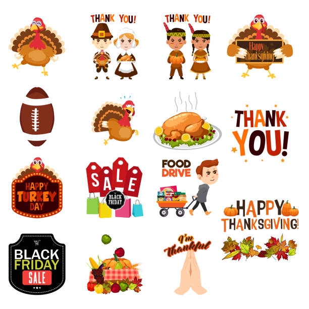 Thanksgiving Cliparts Illustrations Icons A vector illustration of Thanksgiving Cliparts Illustrations Icons holiday food drive stock illustrations