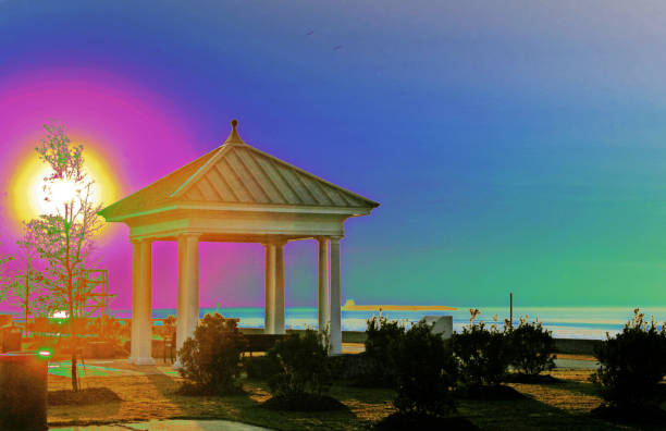 istock Multi color bright gazebo street lamp light up 869473892
