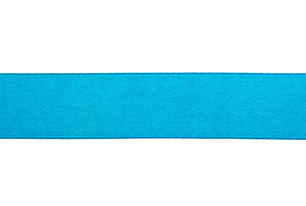istock Blue satin ribbon isolated on white 869476016