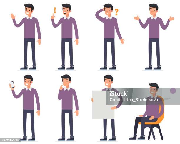 Man Character Stock Illustration - Download Image Now - Men, Confusion, People