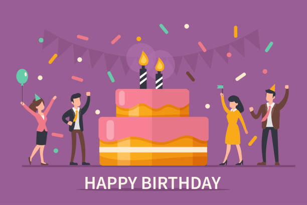 happy birthday Happy birthday concept banner. Flat style vector illustration. happy birthday best friend stock illustrations