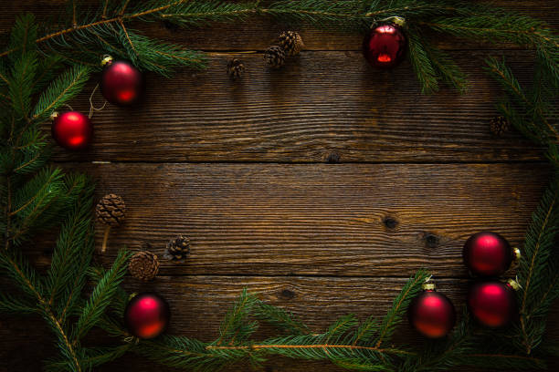 istock Christmas design with ornaments. Space for text 869485108