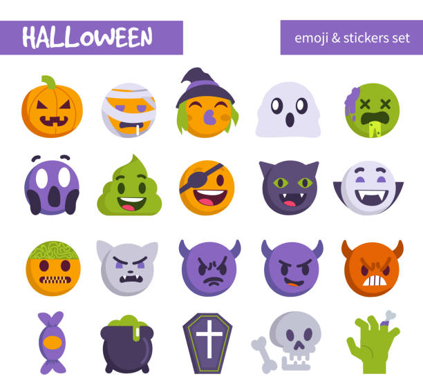 halloween emoji - shit faced stock-grafiken, -clipart, -cartoons und -symbole