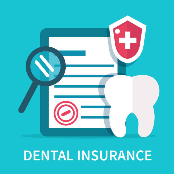 dental insurance Dental insurance concept banner. Flat style vector illustration. dentists office stock illustrations