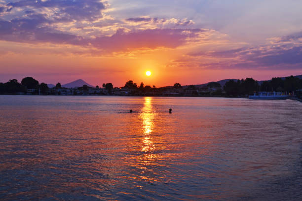 sunset beach landscape at Eretria Euboea Greece