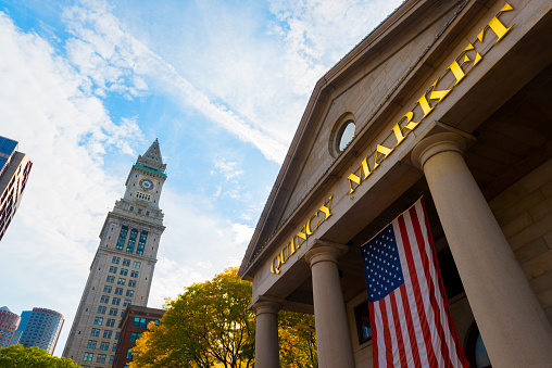Custom House Tower and Quincy Market in downtown Boston