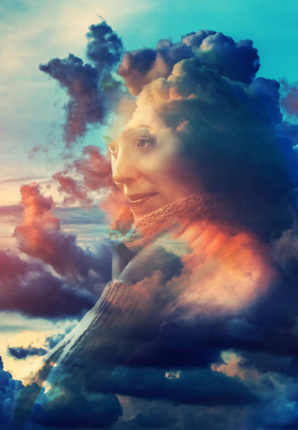 istock Woman portrait double exposure 869499770