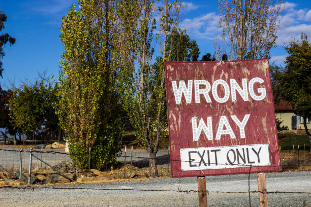 istock Wrong Way Sign In Parking Lot 869506350