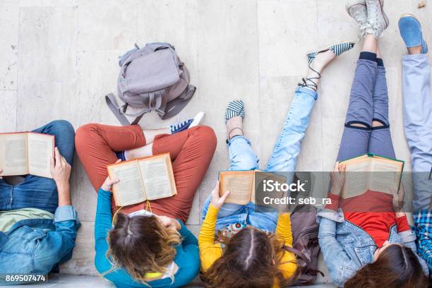 Teenagers Friends Friendship Students Concept Stock Photo - Download Image Now - Reading, Teenager, Young Adult