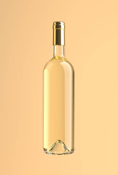 Bottle of white wine golden cap stock photo