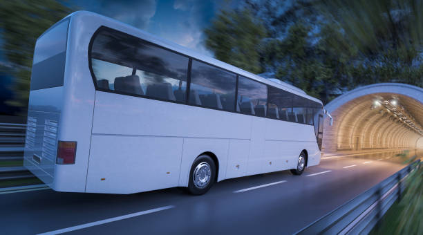 istock Passenger Bus on the Road to a Tunnel 869524878