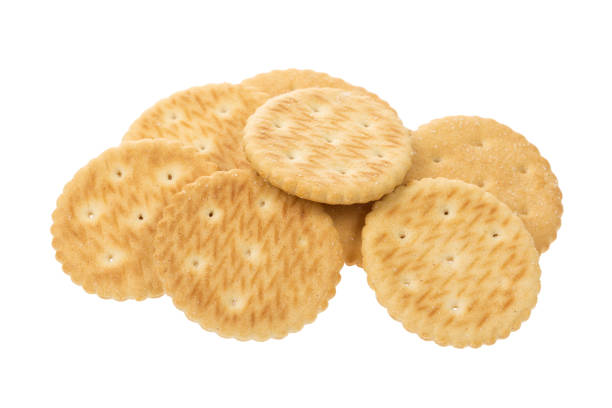 istock Crackers cookie with salt isolated on a white background 869538594