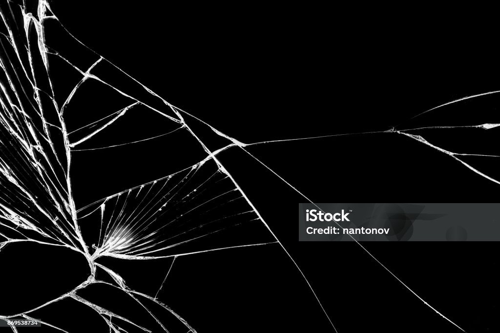 Black cracked Touch Screen Phone, background, texture for you project. Black cracked Touch Screen Phone, background, texture for you project Glass - Material Stock Photo