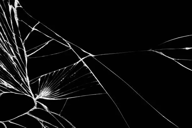 Photo of Black cracked Touch Screen Phone, background, texture for you project.