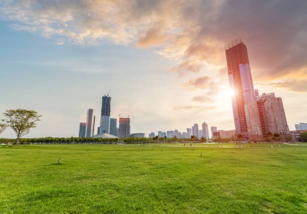 istock beautiful city park in sunset 869541280