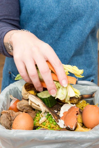 istock Hand Placing Food Scraps Into a Garbage Bin 869547664
