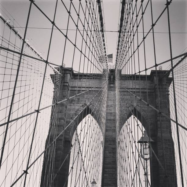 istock Classic Brooklyn Bridge NYC Architecture in Black and White 869551502