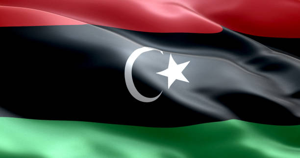 la bandera de libia - libyan flag fotografías e imágenes de stock