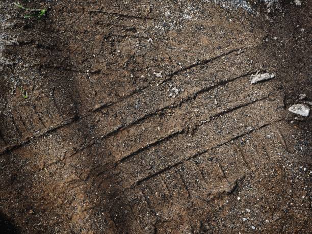 istock Wheel tracks on the soil 869566696