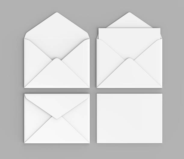 空白の白色にモックアップを現実的な貴族風の大きな封筒。3 d レンダリング図。 - opening mail letter envelope ストックフォトと画像