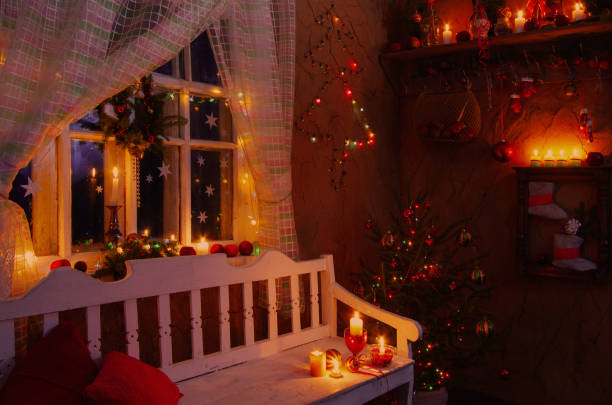 istock vintage Christmas decoration in retro interior 869584820