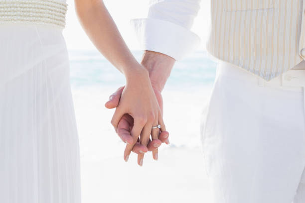 istock Bride and groom hand in hand 869587422