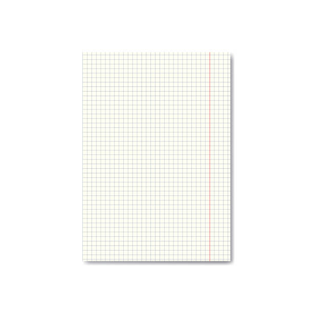 Vector realistic quadrille or graph paper sheet with margins Vector realistic quadrille or graph paper sheet with margins. Copybook, notebook or exercise book blank page, school organizer mockup or template for your text quadrille to stock illustrations