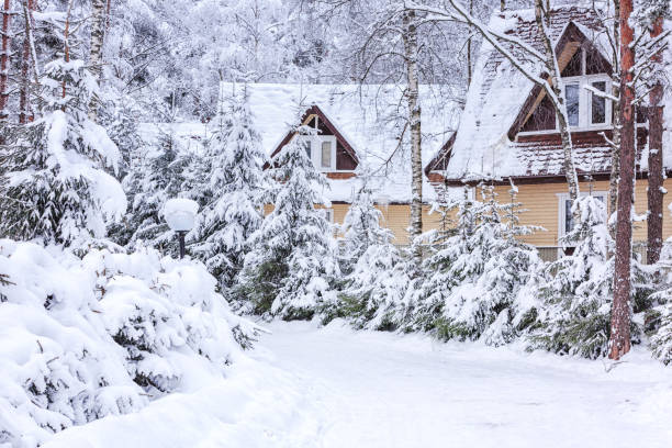 istock Small house for rest in the winter forest. 869599148