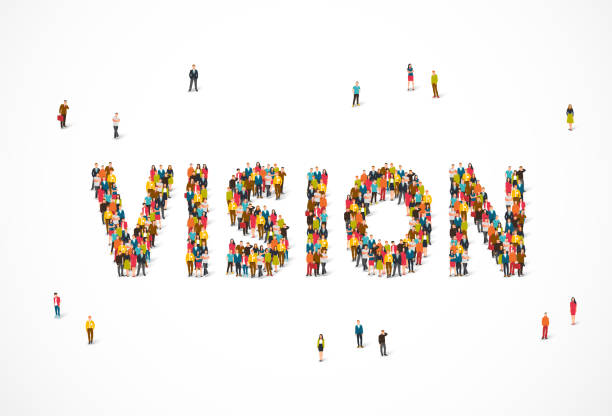 istock Group of people standing in the word Vision 869602810