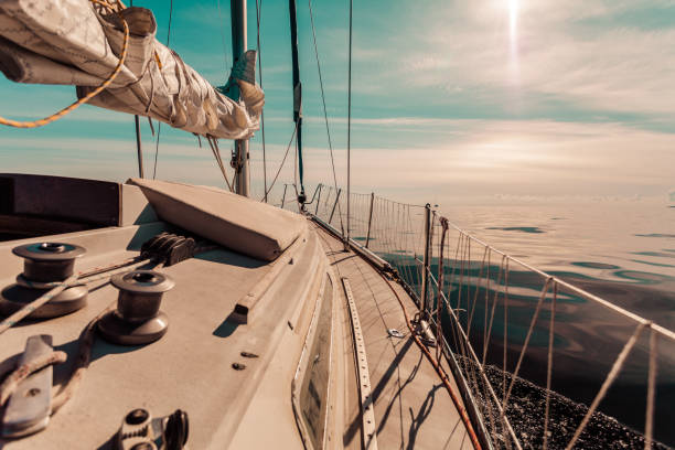 istock Yachting on sail boat during sunny weather 869610164