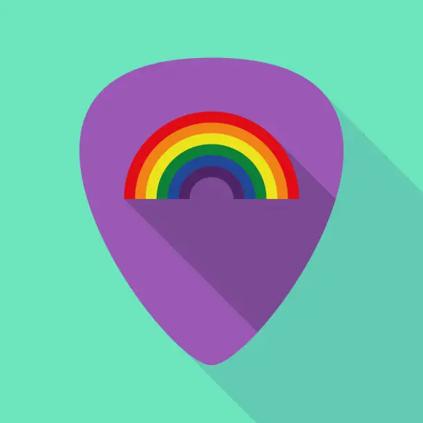 Vector illustration of Long shadow plectrum with a rainbow