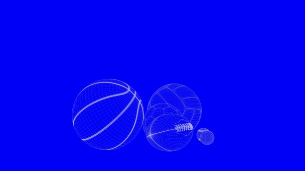 istock 3d rendering of a blueprint balls in white lines on a blue background 869610980