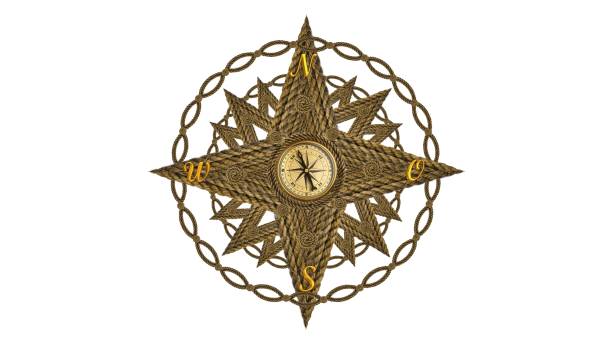 Compass and anchor made of ropes
