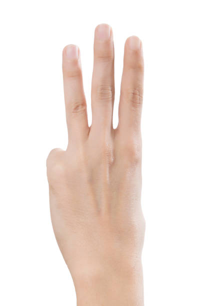 Hand sign of number three